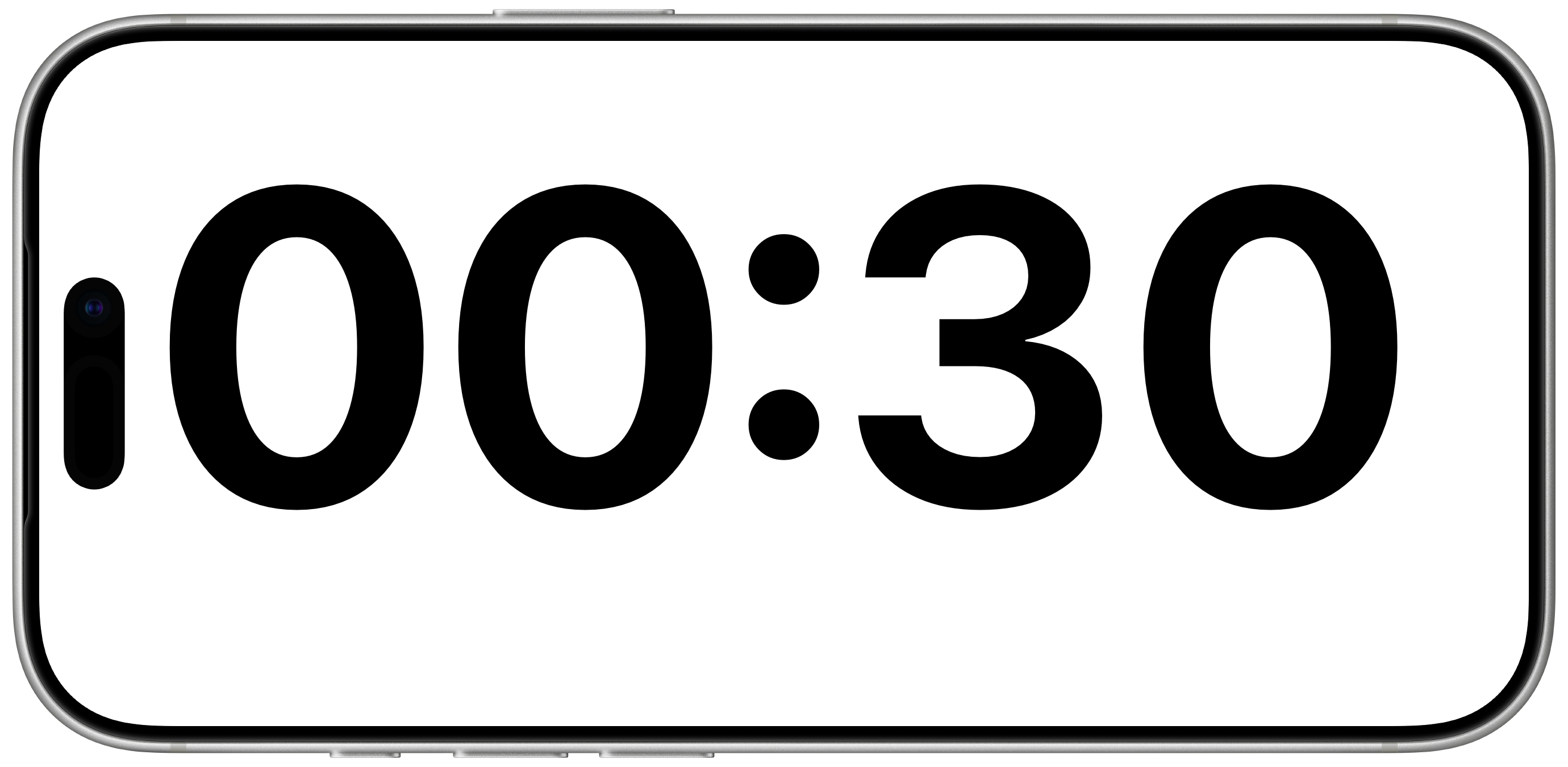 An iPhone 17 Pro bezel showing a large 12:34 countdown